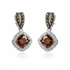 Silver Princess Cut Chocolate Diamond Set Earrings Pendant