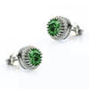 Brilliant Cut Emerald Halo Sterling Silver Earrings