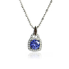 Silver Princess Cut Tanzanite Chocolate Diamond Set Earrings Pendant