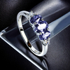 3 Stone Tanzanite Oval Cut Sterling Silver Ring
