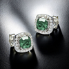 Alexandrite Princess Cut Halo Stud Silver Earrings
