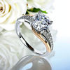 9 mm Simulated Diamond Engagement Silver Ring