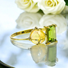 Natural High Quality Mexican Fire Jelly Opal Peridot 14K Gold Ring
