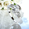 8 mm x 7 mm Simulated Diamond Engagement Silver Ring
