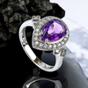 Sterling Silver Big Pear Cut Amethyst Ring