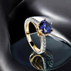 Silver Yellow Gold Plated 8 mm Tanzanite Silver Ring