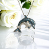 1.16 ctw White 14K Gold Dolphin Blue and White Diamond Pendant