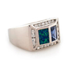 Australian Opal Men Ring with Tanzanite