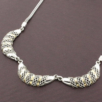 Hand Made Silver and 14K Gold Necklace