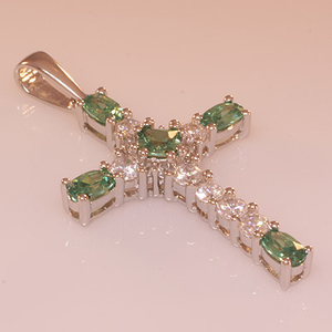 Silver Cross Alexandrite Pendant