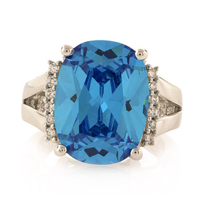 Huge Sterling Silver Blue Topaz Ring