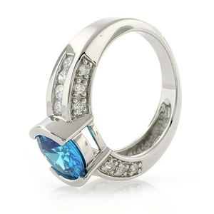 Solitaire Style Sterling Silver Blue Topaz Ring