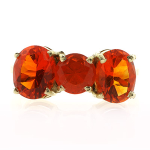 3 Stone Gold Fire Cherry Opal Ring