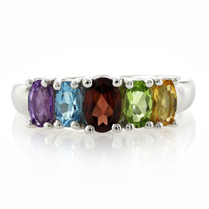 Sterling Silver Genuine Multi Gems Ring