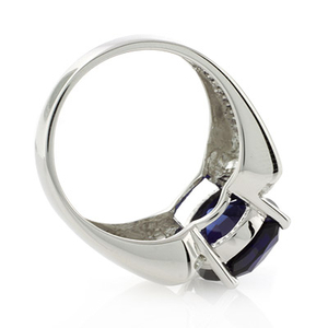 Oval Cut Blue Sapphire Sterling Silver Ring