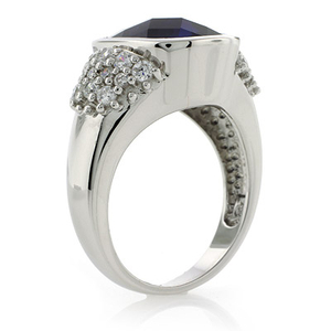 Sterling Silver Oval Cushion Cut Sapphire Ring