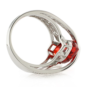 Mexican Marquise Cut Fire Cherry Opal Silver Ring