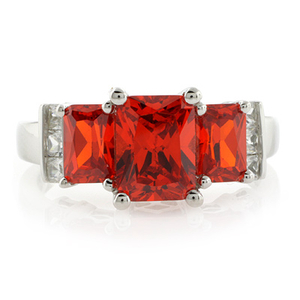 3 Stone Mexican Fire Cherry Opal Silver Ring