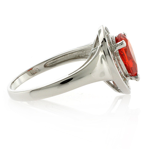 Pear Cut Mexican Fire Cherry Opal Ring