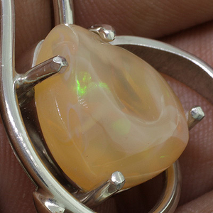 Genuine Mexican Fire Opal Silver Pendant 6 carat