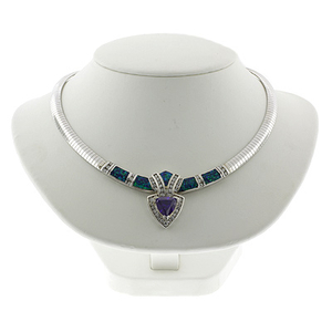 Australian Opal and Tanzanite Silver Necklace