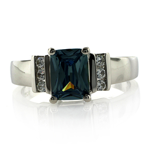 Beautiful Emerald Cut Alexandrite Sterling Silver Ring