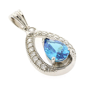 Drop Blue Topaz Silver Pendant