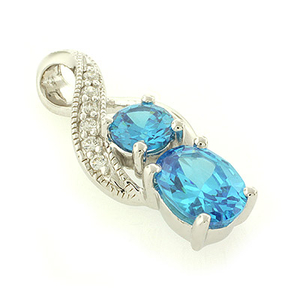 High Quality Blue Topaz Silver Pendant