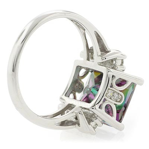 Emerald Cut Mystic Fire Topaz Ring