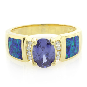 Tanzanite and Inlaid Opal Ring