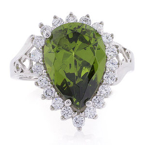 Sterling Silver Peridot Pear Cut Ring