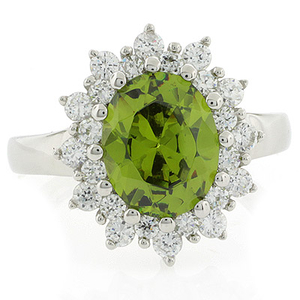 Princess Settings Peridot Silver Ring