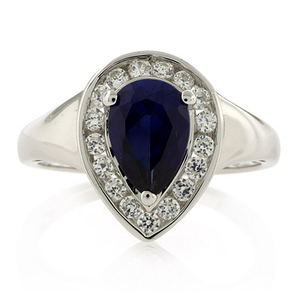 Pear Cut Sapphire Silver Ring