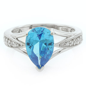 High Quality Blue Topaz Silver Ring