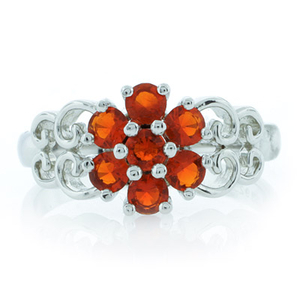 Genuine Fire Cherry Opal Silver Ring