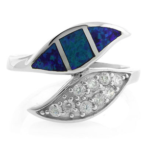 Leaf Shape Opal Sterling Silver Ring