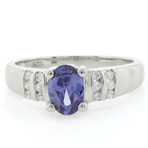 Solitaire Oval Cut Sterling Silver Tanzanite Ring