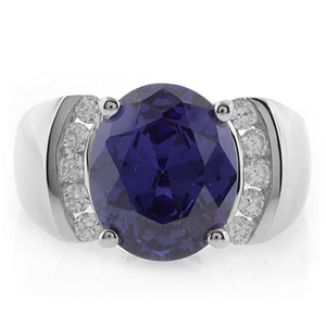 Oval Cut Huge Tanzanite Sterling Silver Ring