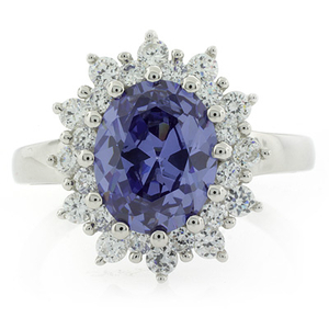 Oval Cut Tanzanite Ring with Sterling Silver