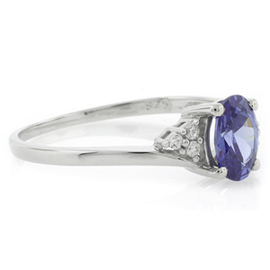 Solitaire Oval Cut Tanzanite Sterling Silver Ring