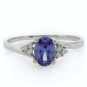 Solitaire Oval Cut Tanzanite Sterling Silver Ring