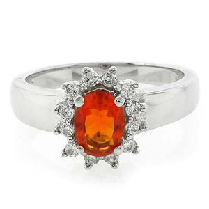 Authentic Fire Oval Cut Opal Silver Moss Ring