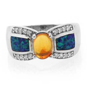 Mexican Genuine Fire Opal Silver Ring