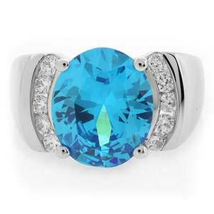 Big Blue Topaz Silver Ring