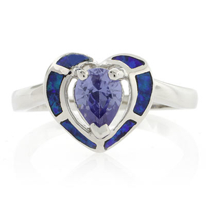 Opal and Tanzanite Heart Ring