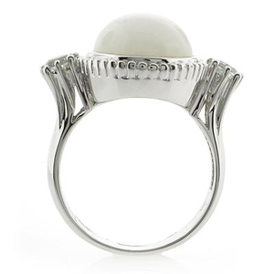 Genuine White Jade and Amethyst Silver Ring