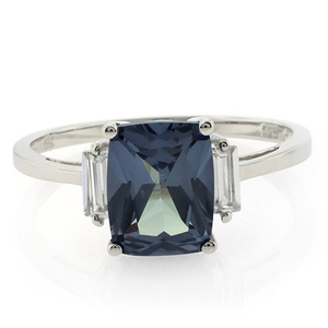 Alexandrite Emerald Cut Ring Changing Color Stone