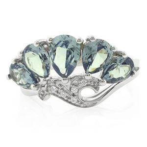 Pear Cut Alexandrite Silver Flower Ring