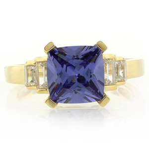 Tanzanite Sterling Silver Ring in Gold Plated
