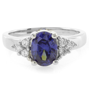 Oval Cut Tanzanite Sterling Silver Ring